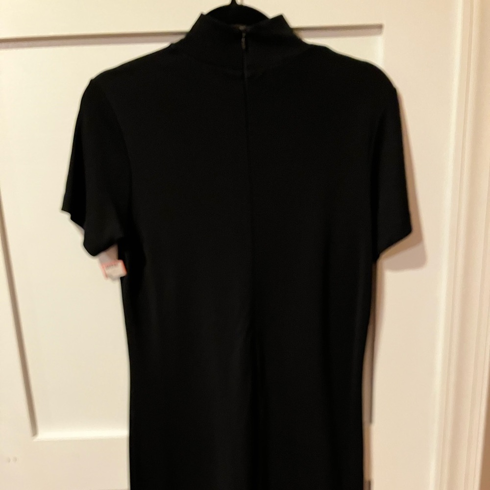 Talbots Womens Knit Sheath Dress Mock Neck Charcoal Size Small Petite